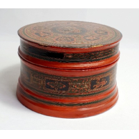 Aziatische lak doos met afbeelding dieren